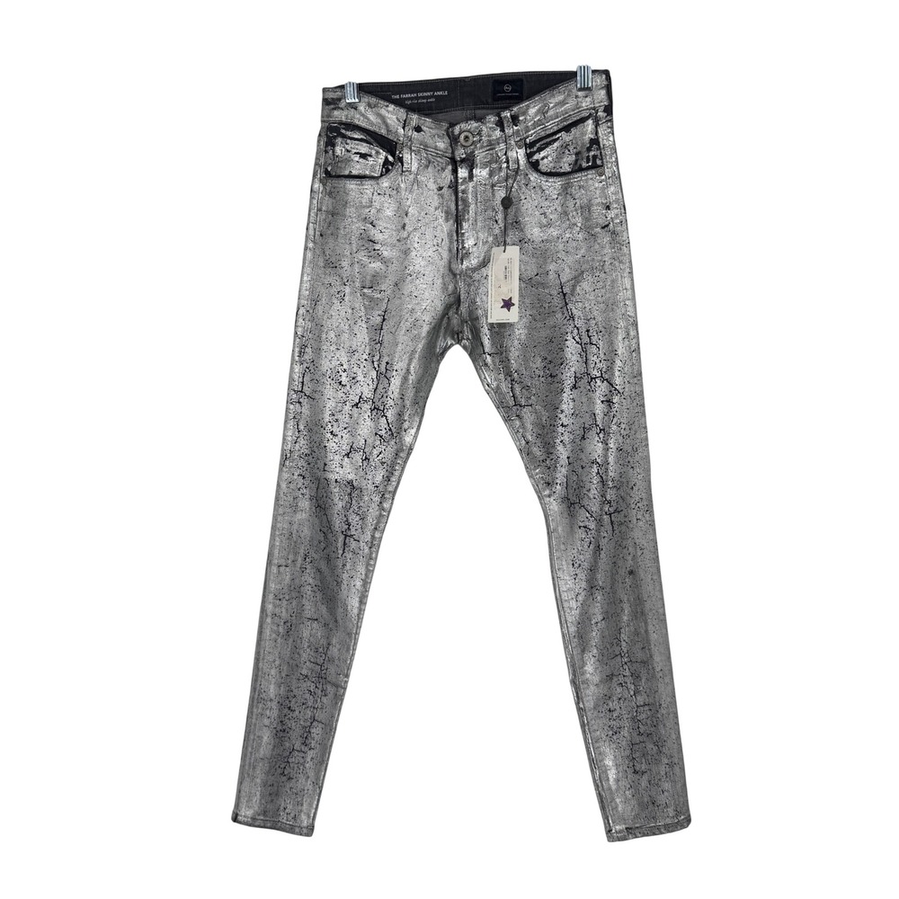 AG Adriano Goldschmied Farrah Skinny Ankle High Rise Silver Jeans Size‎ 26
